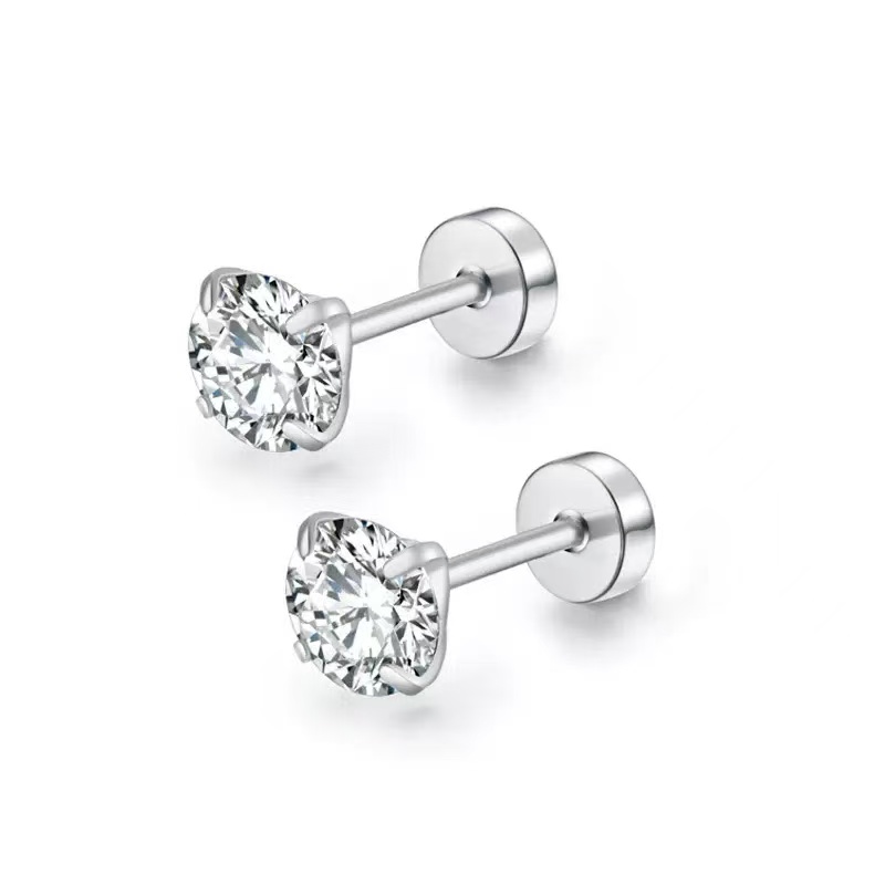 Summer Hot Sale Titanium Steel Fashion Zirconia Small Earrings