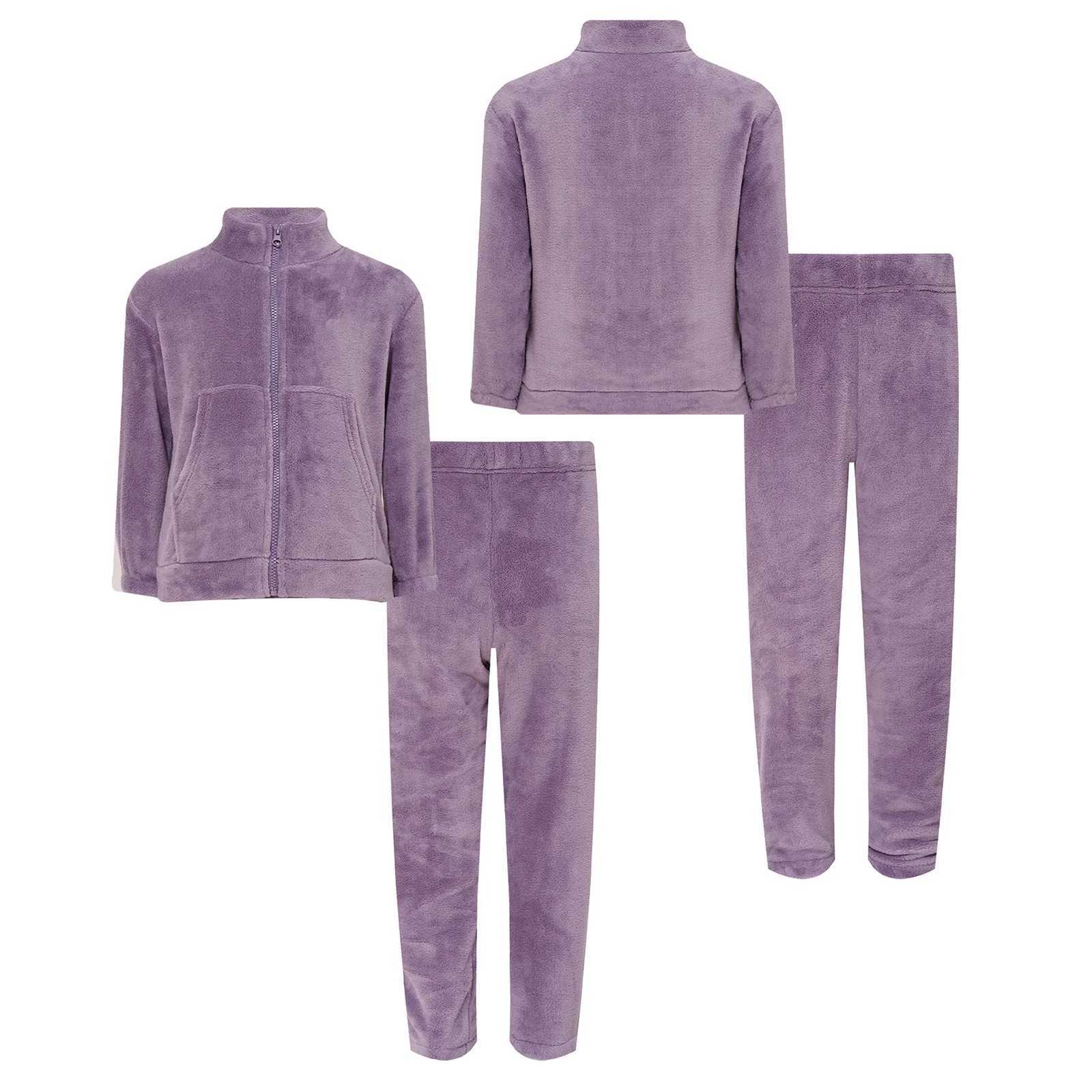 110-170 Kids Boys Girls Autumn Winter Warm Flannel Pajama Set Homewear Streetwear Train Outer Long Sleeve Zipper Top with Pants Z250811