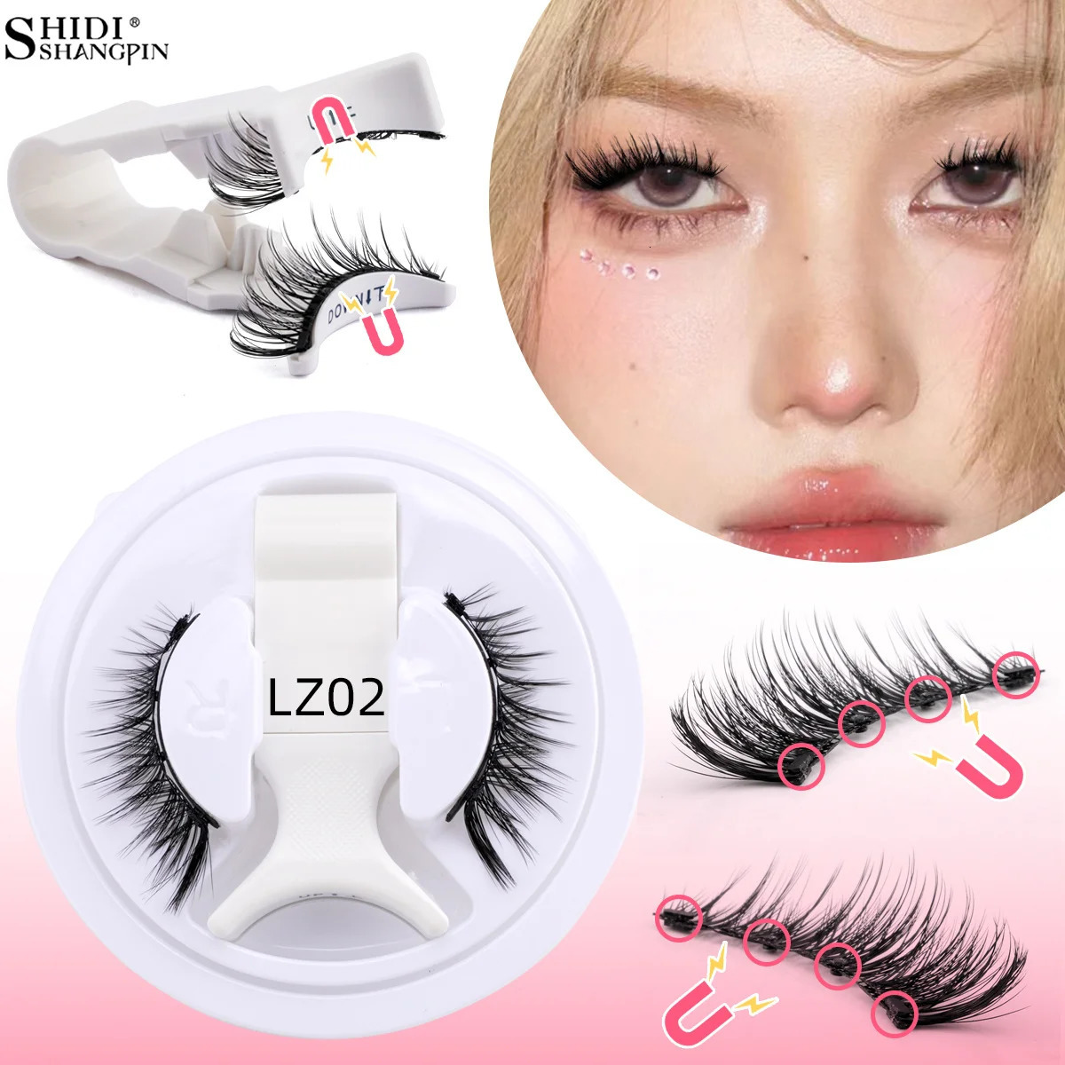 Magnetic Lashes Kits 1Pair 3D Magnet Band Soft Natural Fluffy Reusable False Mink Eyelashes Waterproo Free Glue Makeup Tools 250805