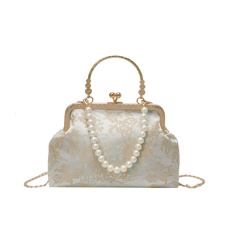Handheld Single Shoulder Crossbody Pearl Embroidery New Chinese Style Evening Clutch Women's Bag ddmymoon