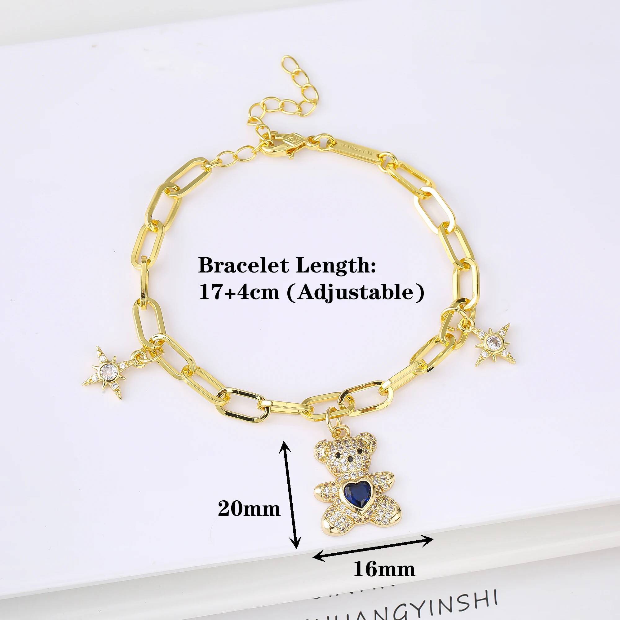 Hot Sale 2PCS Animal Bear Zirconia Bracelet Necklace Set for Women Female Daily Party Crystal Jewelry Girl Gift