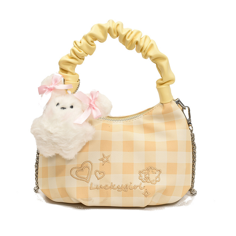 Niche High-End Handheld Dumpling 2025 Summer New Dopamine Versatile Color-Block Plaid Single Shoulder Crossbody Bag ddmymoon