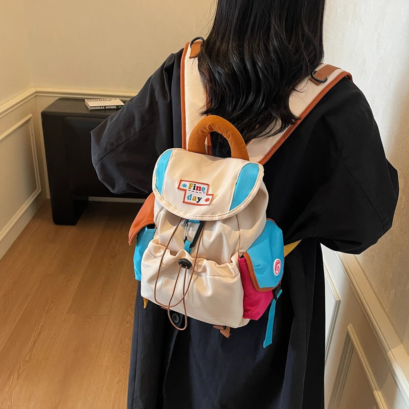 style fashionable pleated drawstring backpack It is a niche ned trendy looking for women with large 250811