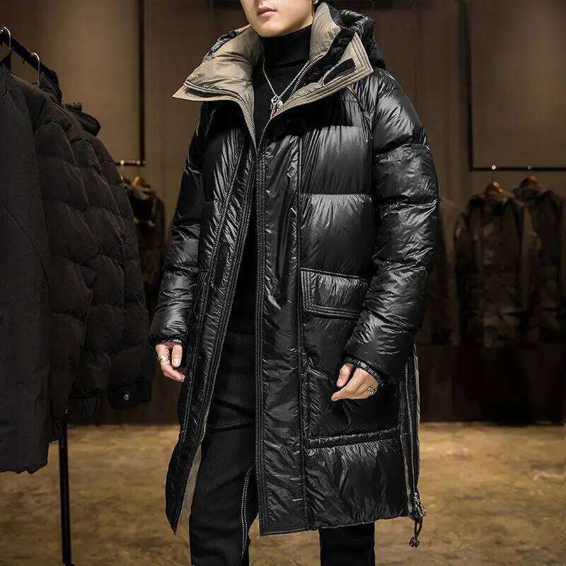 Hooded High Quality Mid To Length Winter Long Puffer Jacket Man Brand Casual Down Coat Men And Women