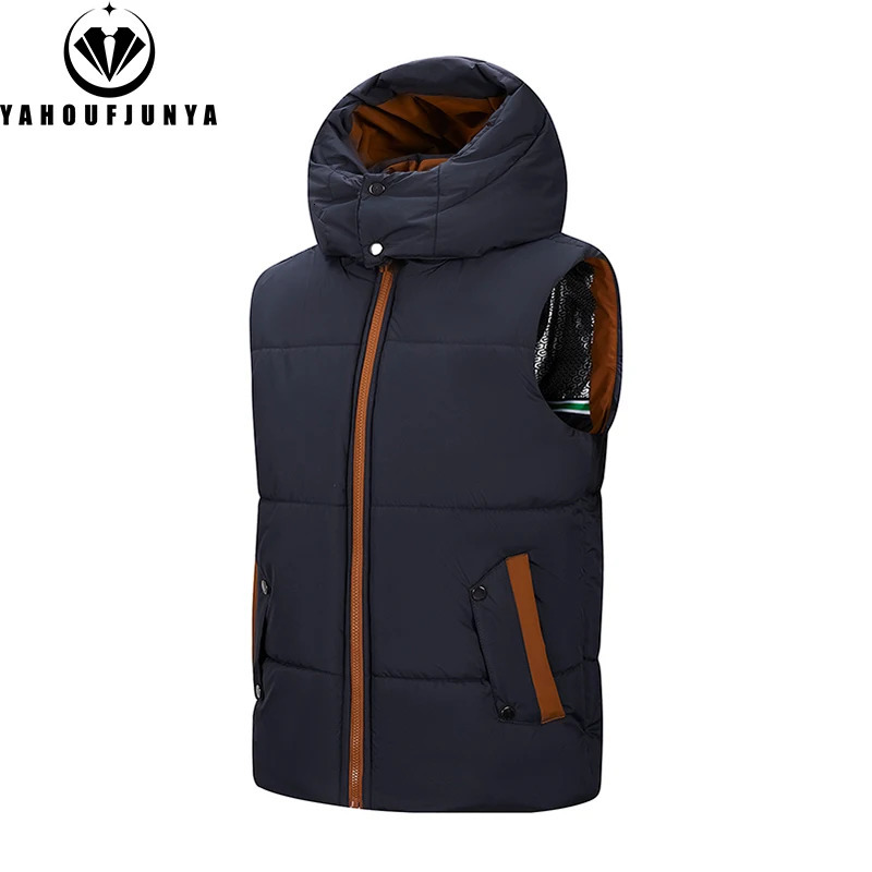 Winter Men Outdoor Casual Warm Detachable Hooded Vest Autumn Sleeveless Windproof Fashion Zipper Male Coat 250809