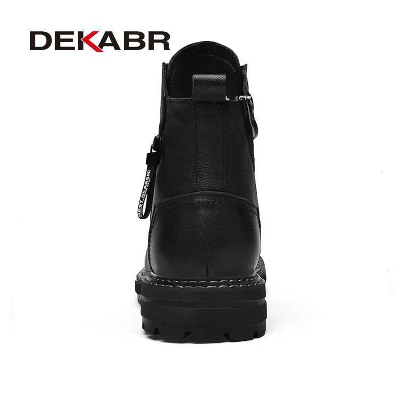 DEKABR Luxury Brand Winter Men Boots With Fur Lace Up Zipper Soft Leather Boots Men Youth Casual Boots Wear-Resistant Men Boots W250811