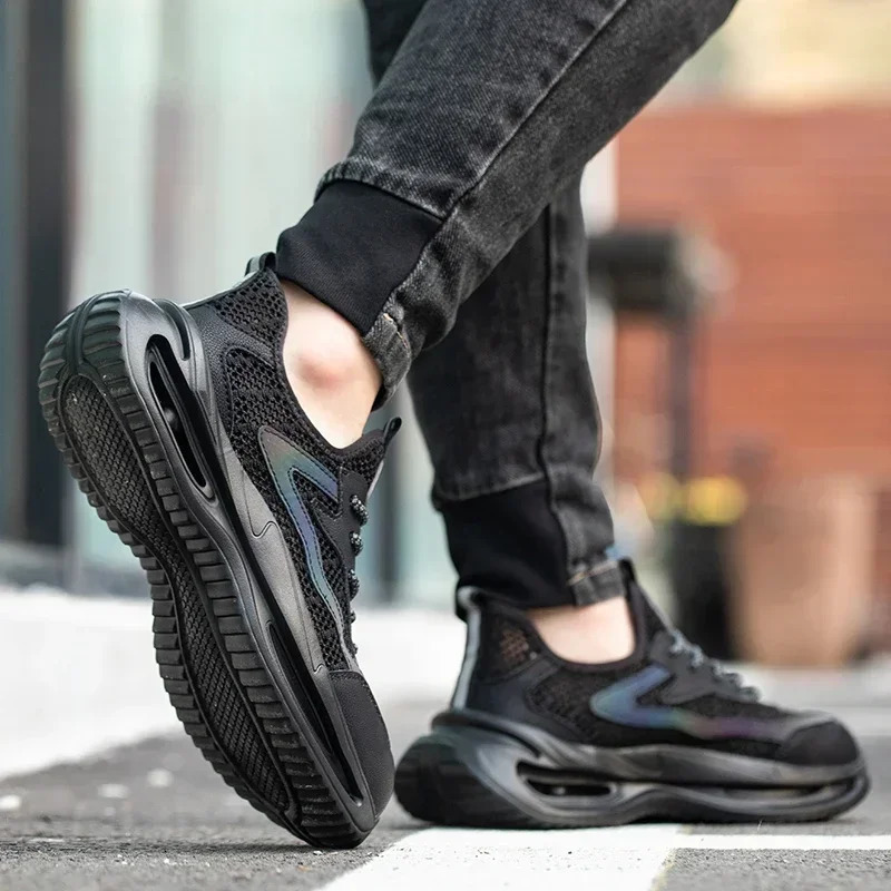 Summer Mesh Lightweight Work Sneakers Steel Toe Men Women Work Safety Shoes Breathable Construction Shoes Work Boots Footwear 250805