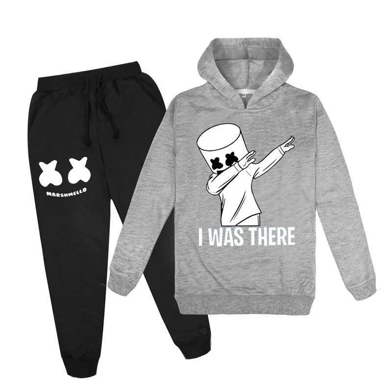 New Kids Spring Autumn 2Pcs Fashion Dj Marshmellow Childrens Hoodie Sweaters+Pants Sets 3-13Y Boys And Girls Tracksuit Clothes Z250811