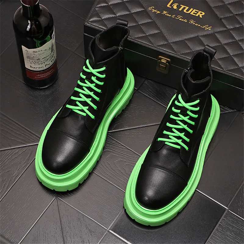 Mens English Style Thick Sole Design Men Boots Luxury High End Top Layer Leather Brand Purple Chelsea High Quality Casual Boots W250811