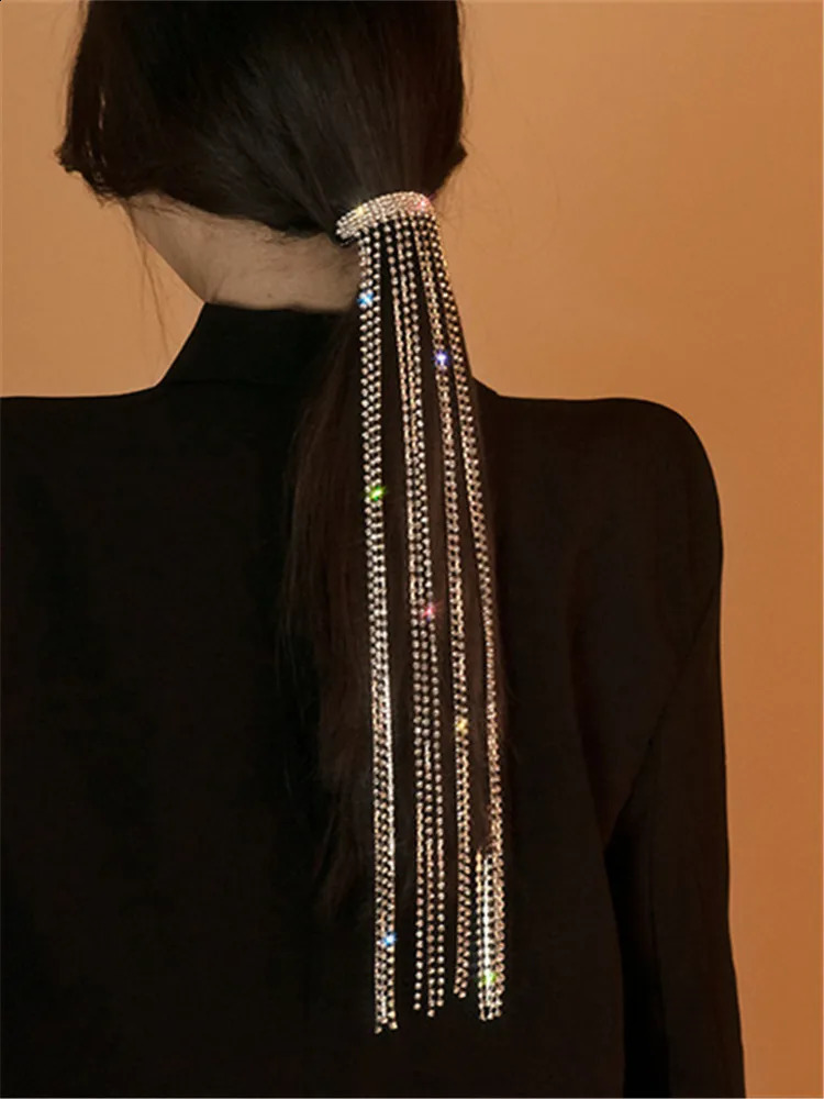 XIALUOKE Vintage Shine Full Hairpins For Women Bijoux Long Tassel Crystal Hair Barrettes Wedding Banquet Jewelry 250804