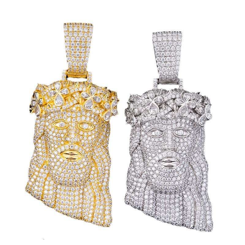 Hip-Hop Personality S Full Inlaid D Color Moissanite Jesus Head Pendant