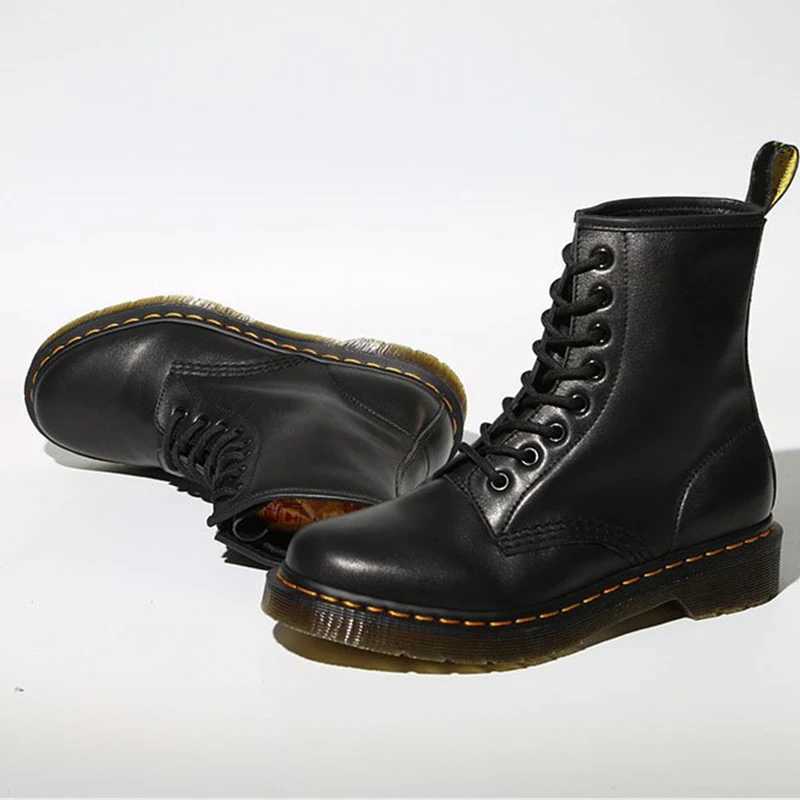 Unisex Genuine Leather Casual Boots Fashion British Style Riding Short Ankle Boots Couple Boots Size 35-48 Womens Boots W250811