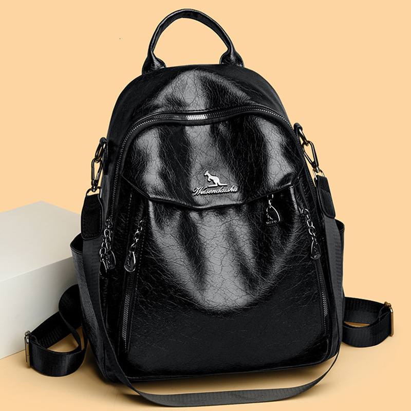 Soft Leather Women 2025 New Casual Multi-Functional Travel Backpack Large Capacity Commuting School Bag ddmymoon