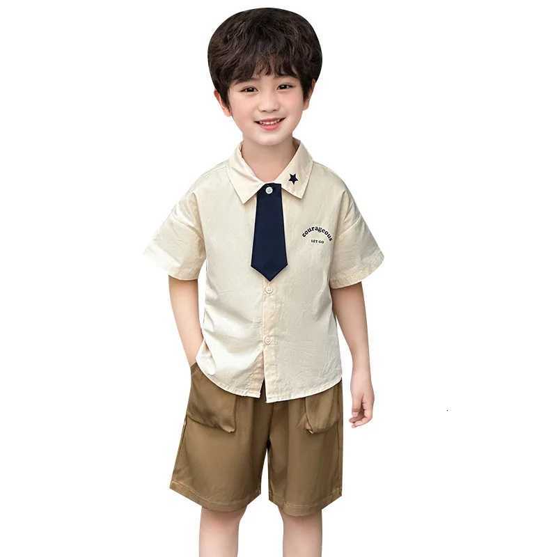 Preppy Set Summer Kids Girls Shirts Pleated Skirt Children Boys T-shirts Solid Shorts Suit 2-10 Years Matching Outfits Z250811