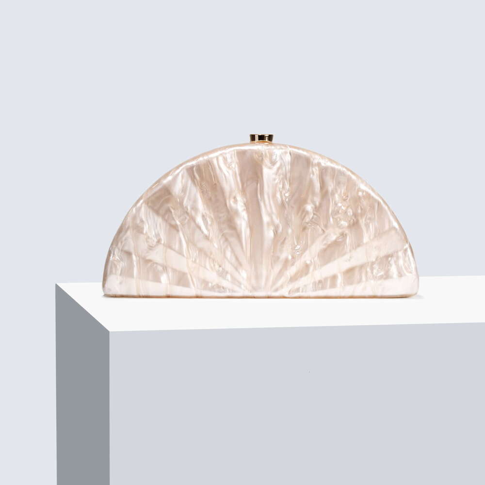 Women's New Crossbody Semi-Circular Fan-Shaped Acrylic Fashion Wedding Evening Clutch Bag