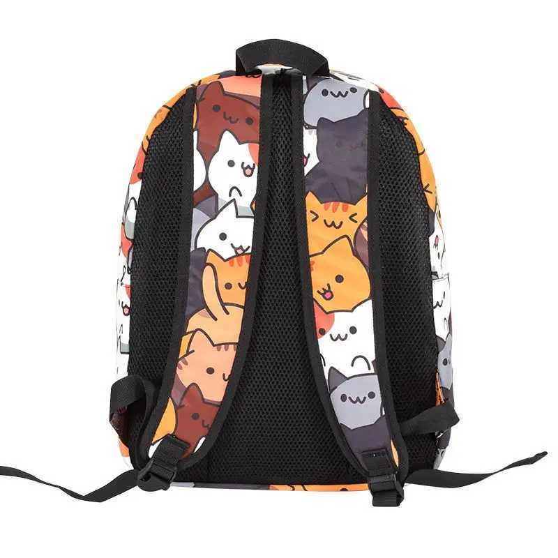 Cute Cat Boys Girls Book Bag School Backpack Travel Mochila Rucksack Student Anime Backpacks M250811