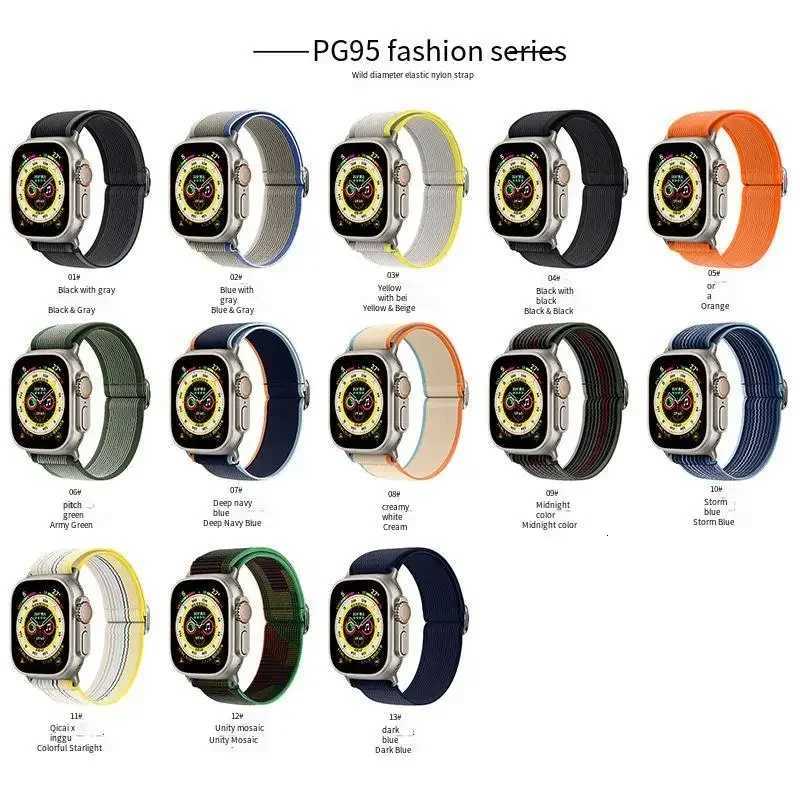Nylon Elastic Strap for Apple Strap Ultra 49mm 10 46mm 42mm 9 8 7 45mm 41mm Diameter Bracelet iWatch 6 5 4 SE 44mm 40mm Correa W250811