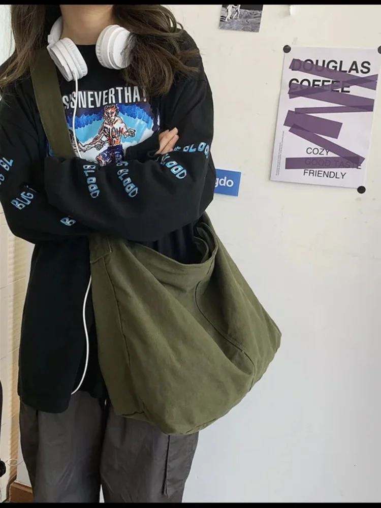 Womens Shoulder Bag Large Canvas Crossbody Bags for Women Cotton Cloth Fashion Korean Female Students School Handbags 250811