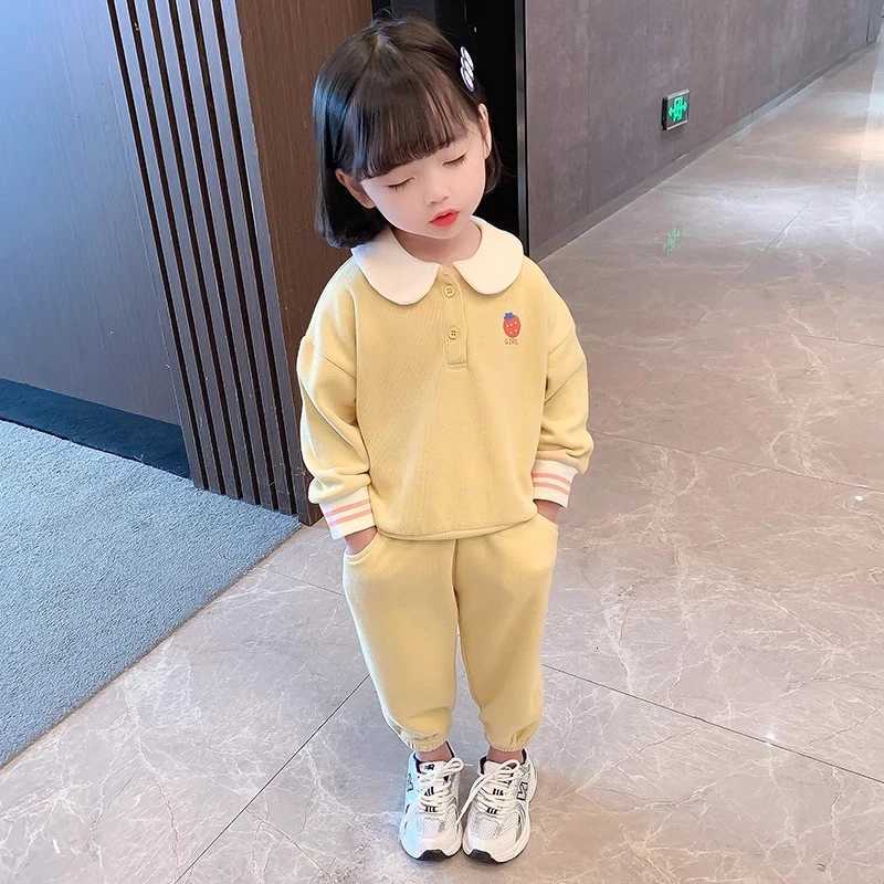 Girls Spring Outfit Set Long Sleeves Collars Tops Ankle Cuffs Two-Piece Set That Sweet Cute Fashion Spring Autumn Baby Clothes Z250811