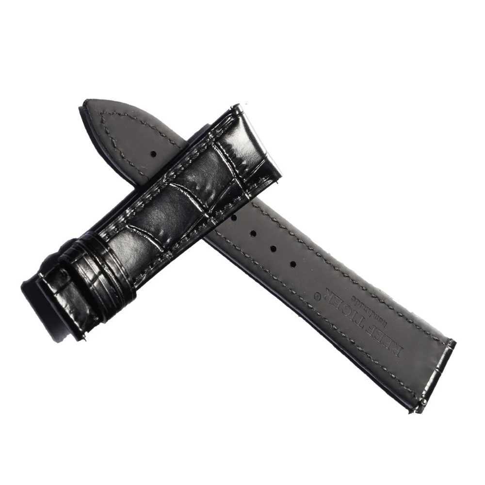 Reef Tiger/RT 20mm Genuine Leather Watch Band Black Brown Men Watch Strap Accessories Crocodile Pattern Watch Strap RGA195 W250811