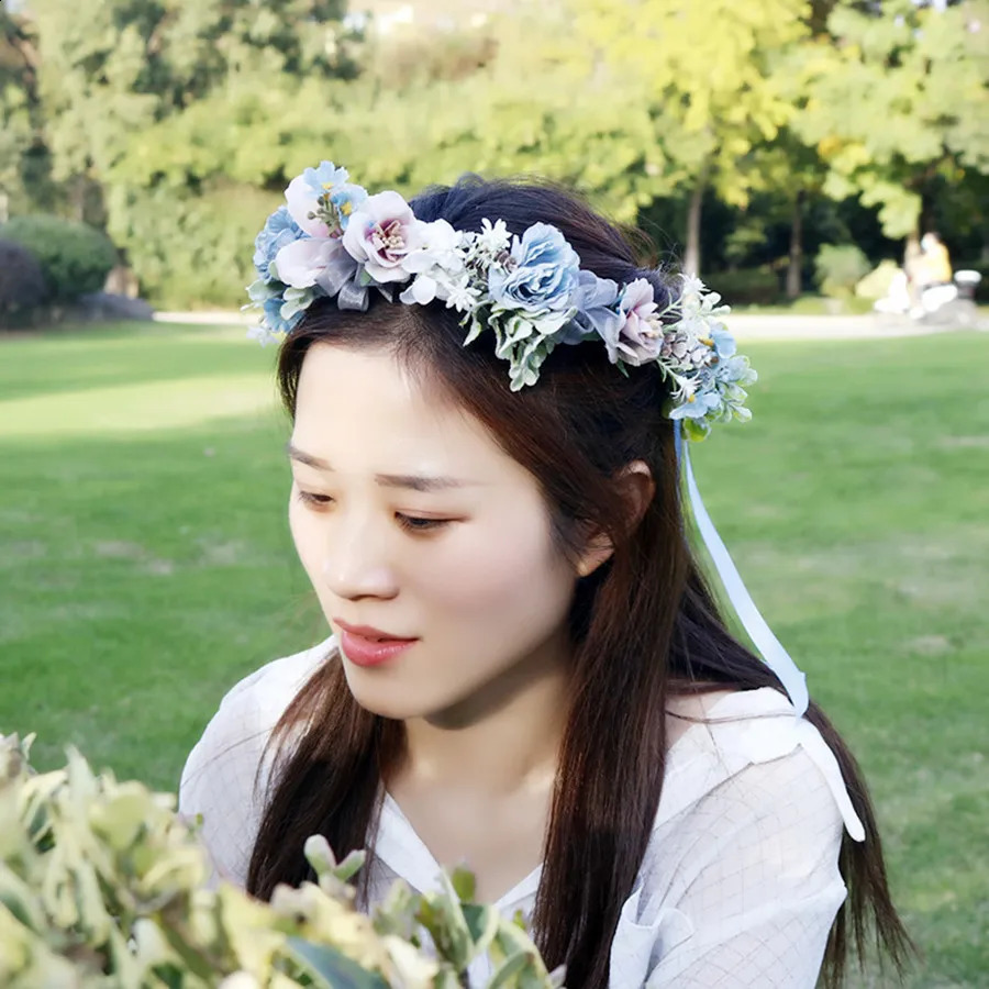 Bride bridesmaid Wreath Crown Festival Headband Women Hair Accessories Headdress Girl Floral Garland Wedding Headwear 250804