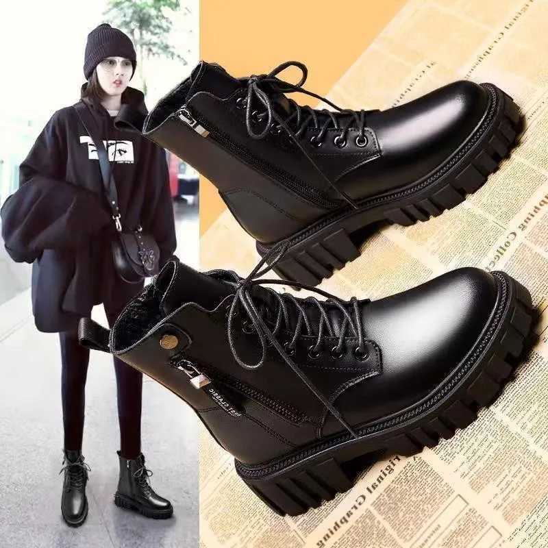 2024 New Boots Ladies Lace-Up Shoes for Women Warm Platform Zipper Ankle Boots Soft Women Shoes Winter Boots Fashion Womens Boots W250811