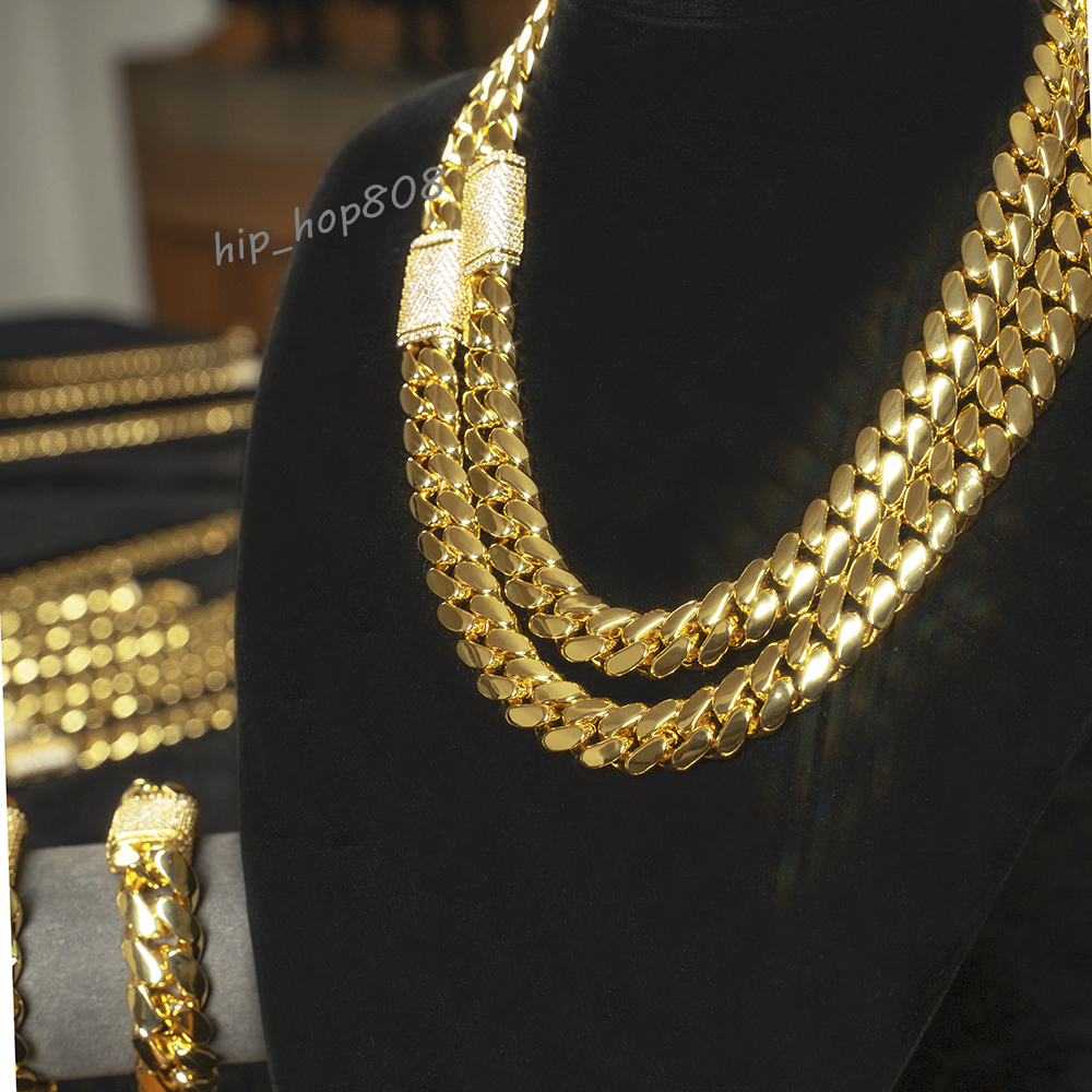 925 Sterling Silver Mens Double Sided Cuban Link Chain Luxury Gold Plated Moissanite VVS Miami Cuban Style for Gift