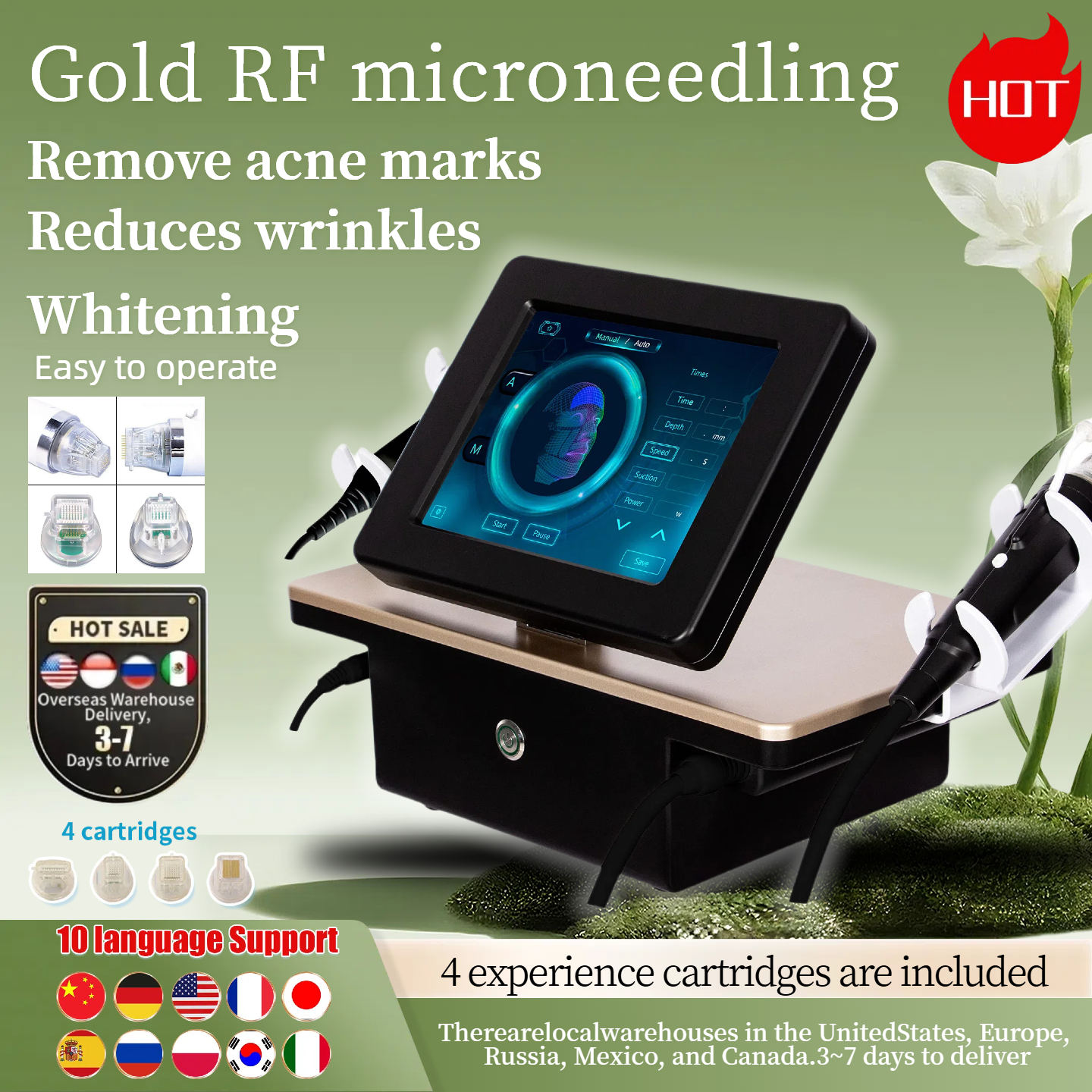 Reduce Pigmentation, Whiten And Wrinkle Removal Gold RF Microneedling Beauty Device specializes in treating a wide range of skin problems