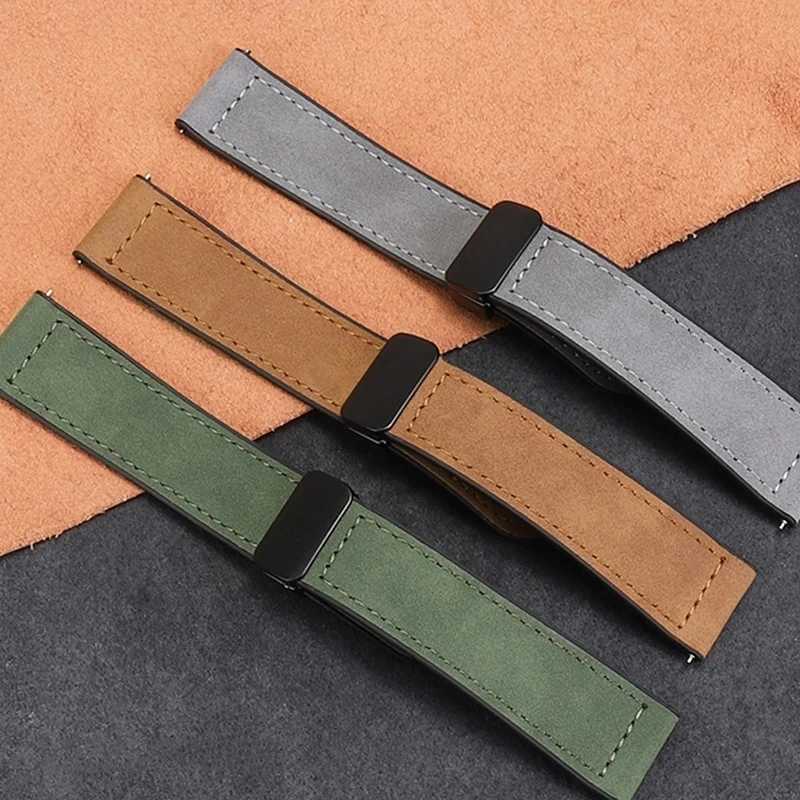 22mm 20mm Leather Silicone Strap For Samsung Galaxy Watch sh 6 5 h 4 40mm/44mm Magnetic Band For Galaxy Watch sh Classic hzzmm 47mm W250811