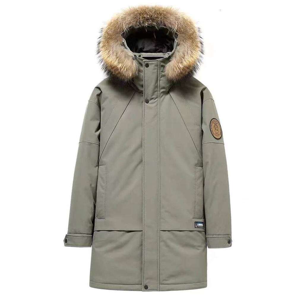 2023 Winter Boutique Fashion Thickening Warm Casual Hooded Fur Collar Jacket Brand High-end Men's Down Coat ArmyGreen