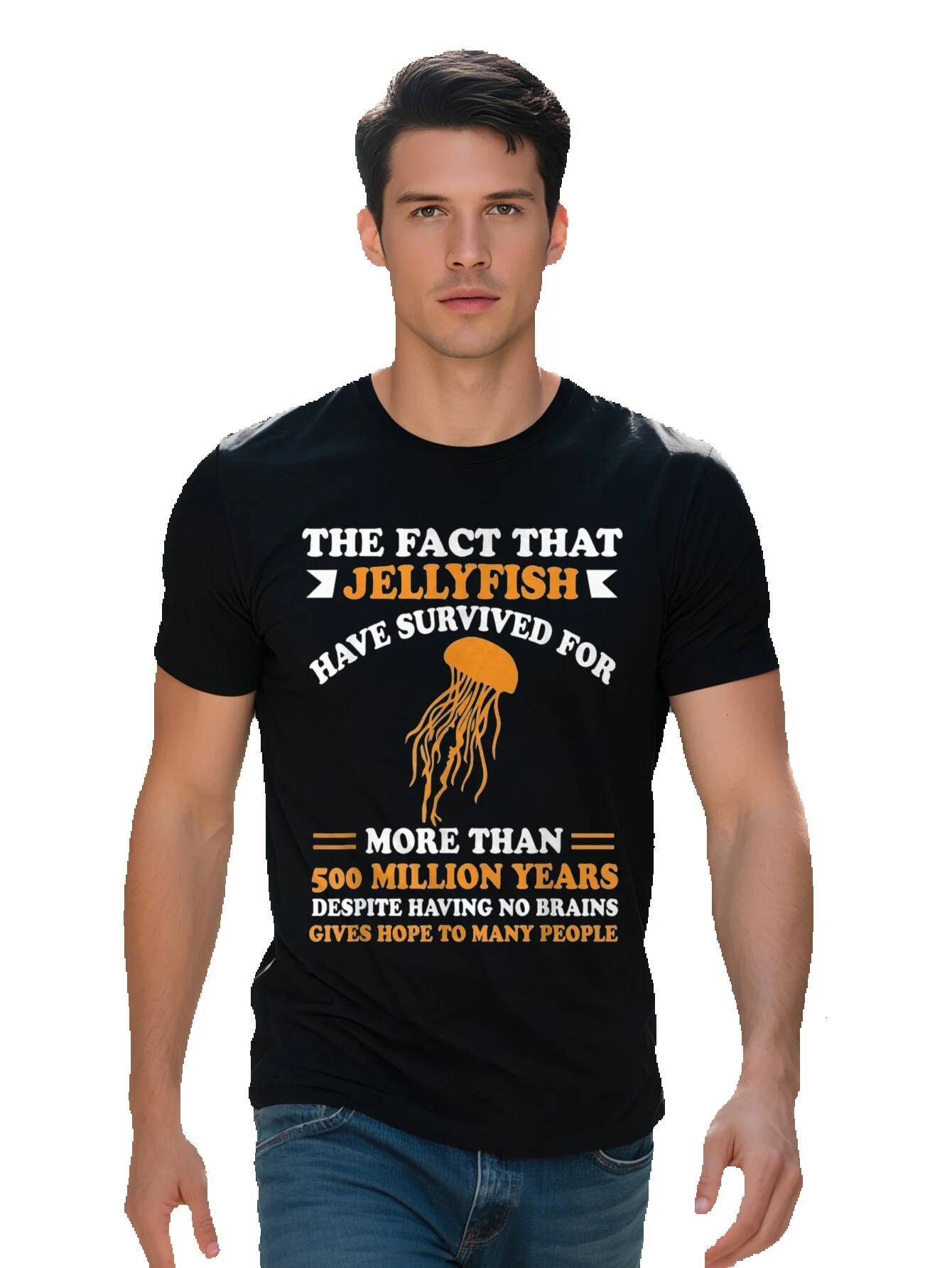 Mens shirt g Cotton Jellyfish Survived Brain Stupid People Sarcastic Saying T Shirt 4dd07