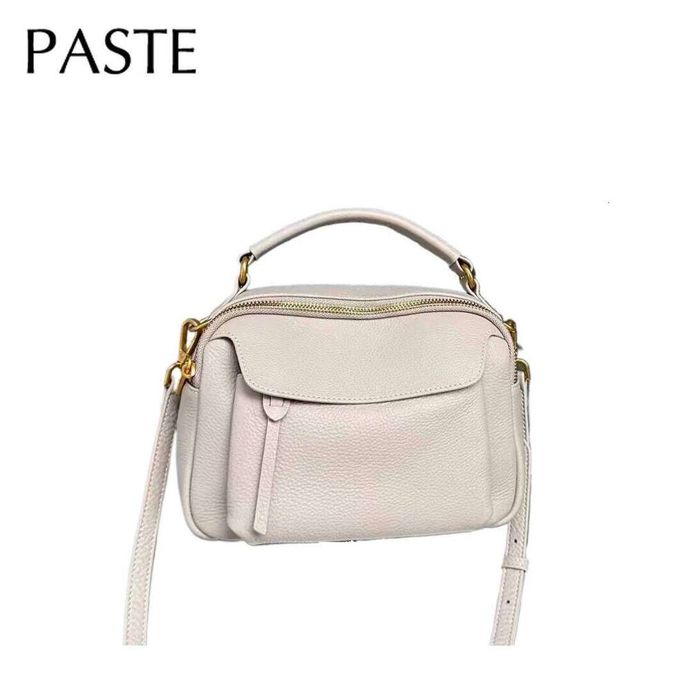 Classic Beige Color Multiple Compartments Women Tote Natural Cow Leather Soft Female Shoulder Bag Ladylike Street Handbag