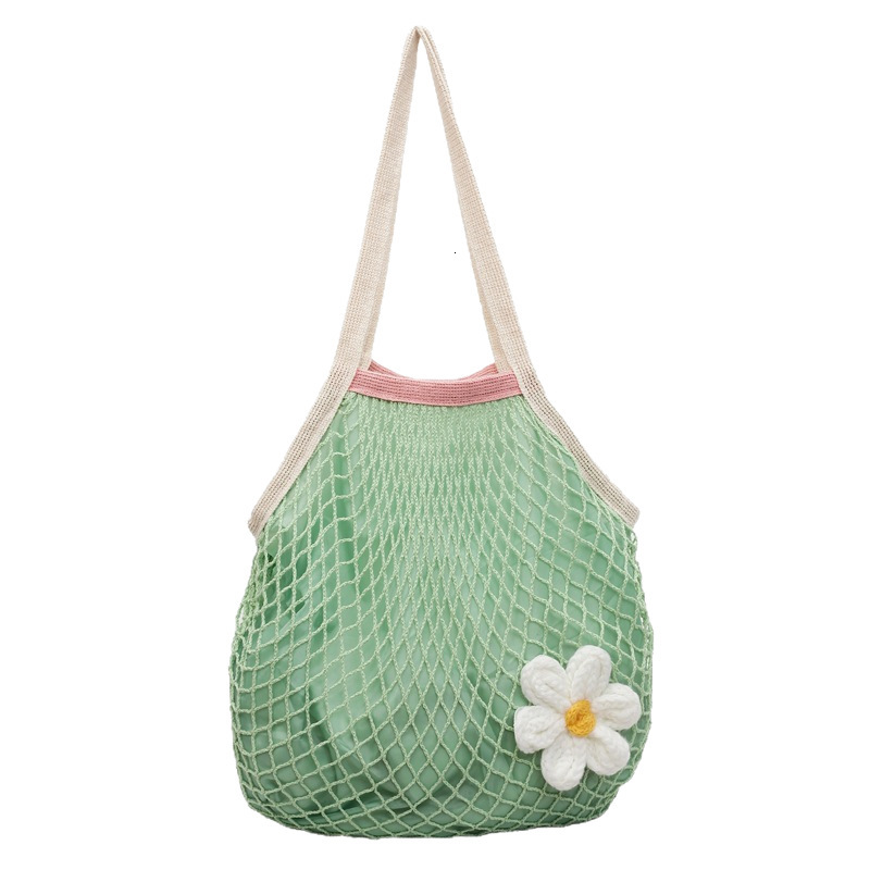 Woven Handbag Pure Canvas Market Shopping All Cotton Mesh Pouch Shoulder Lightweight Bag ddmymoon
