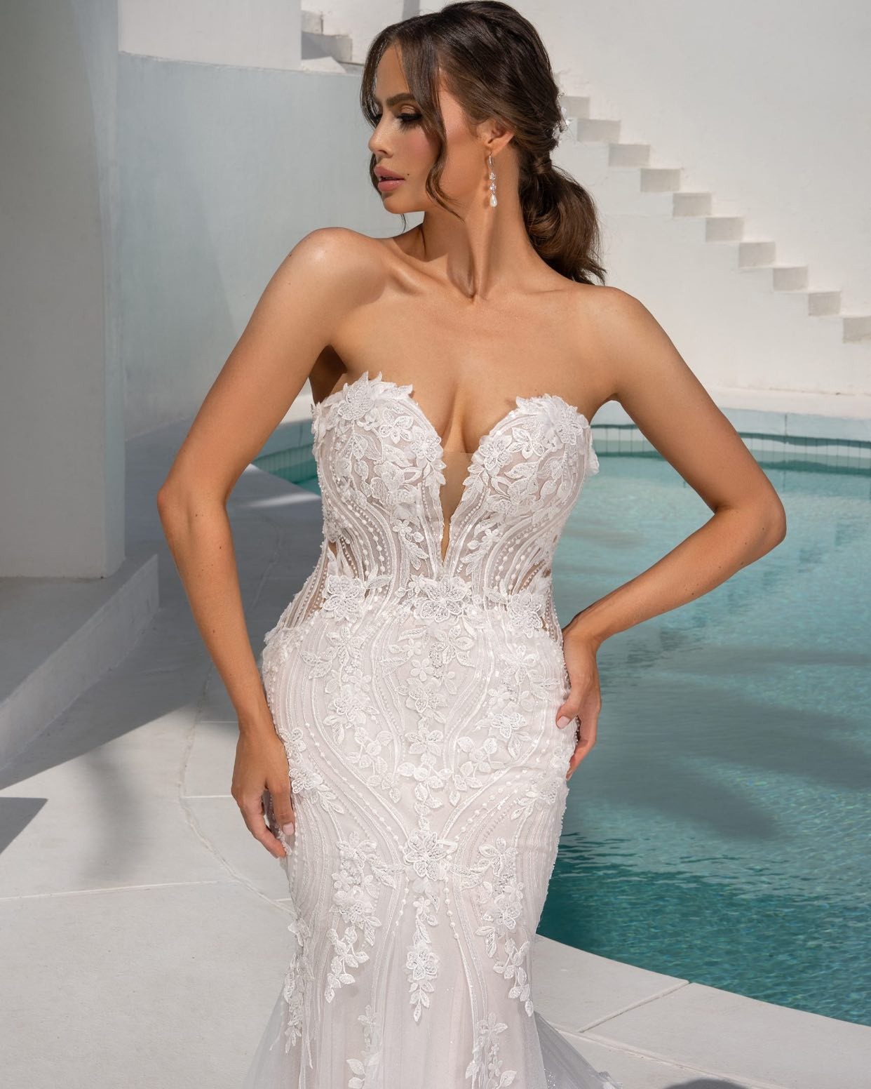 Elegant Wedding Dresses Appliques Strapless Bridal Gowns with Cape Mermaid Sleeveless Princess Customized Bride Vestidos De Novia Plus Size