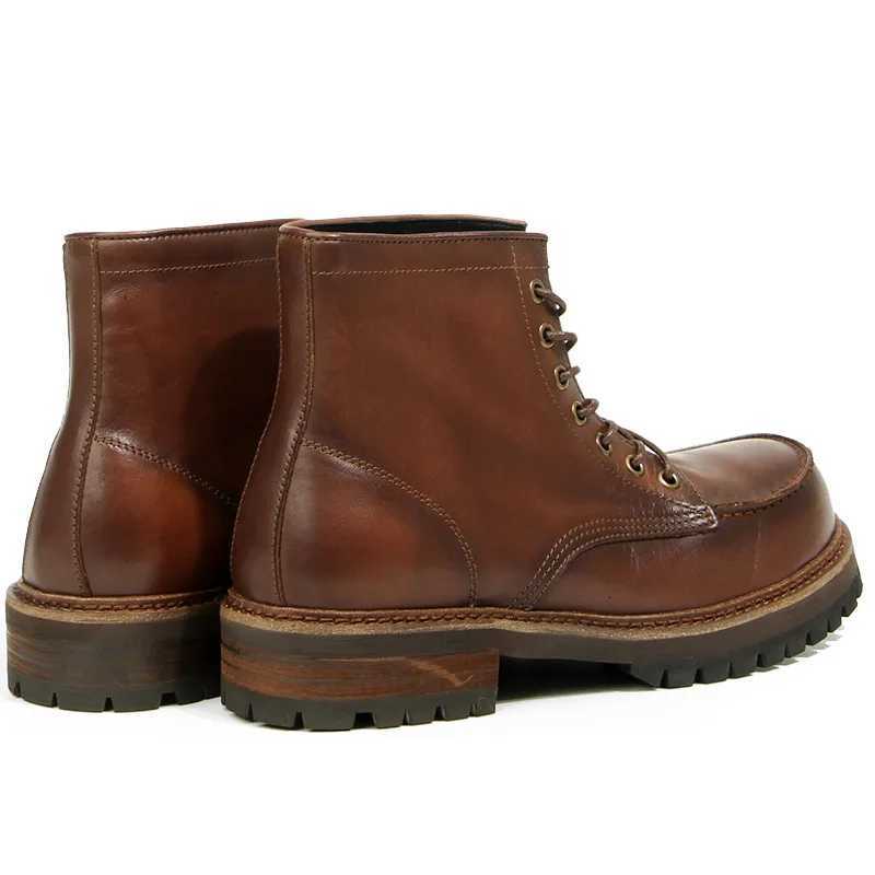 YETTIES American Vintage Workwear Boots Martin Boots Mens Winter High-top Leather Boots Mid-top Short Boots W250811
