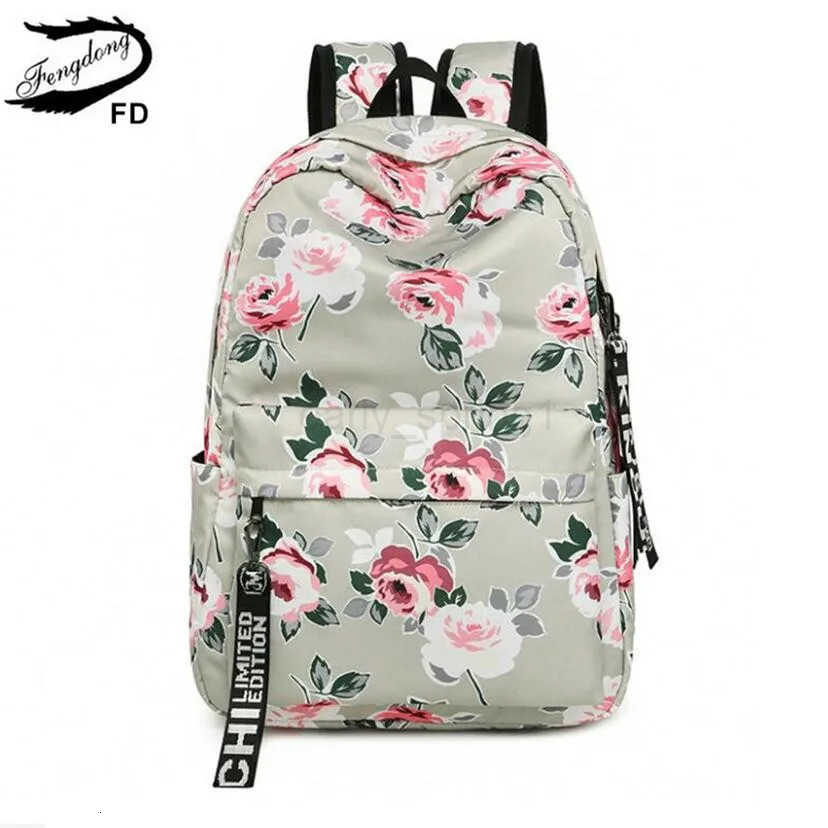 FengDong Chinese Style Floral School Backpack Flowers Backpacks for Teenage Girls School Bags Laptop Computer Bag Schoolbag Gift T250811