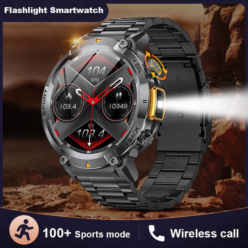 New S100 Outdoor Smart Watch Bluetooth Call Flashlight Information Push Sports Waterproof Watch