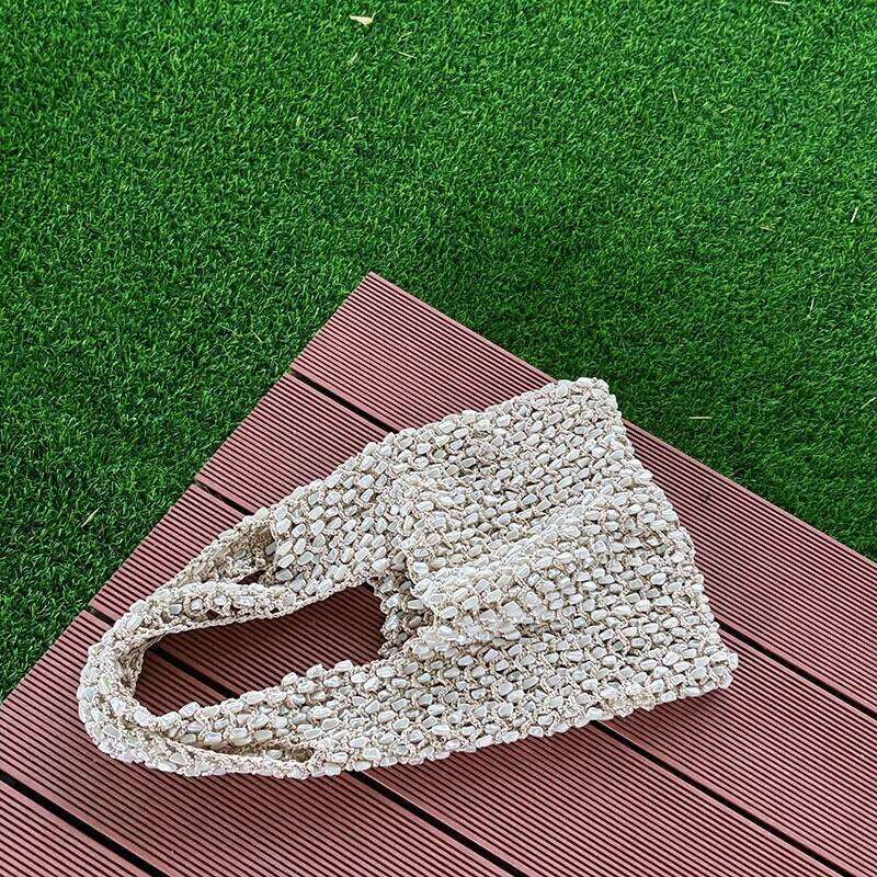 Fashion Versatile Pearl White Beading Handheld Women Summer New Style Light Single Shoulder Underarm Bag