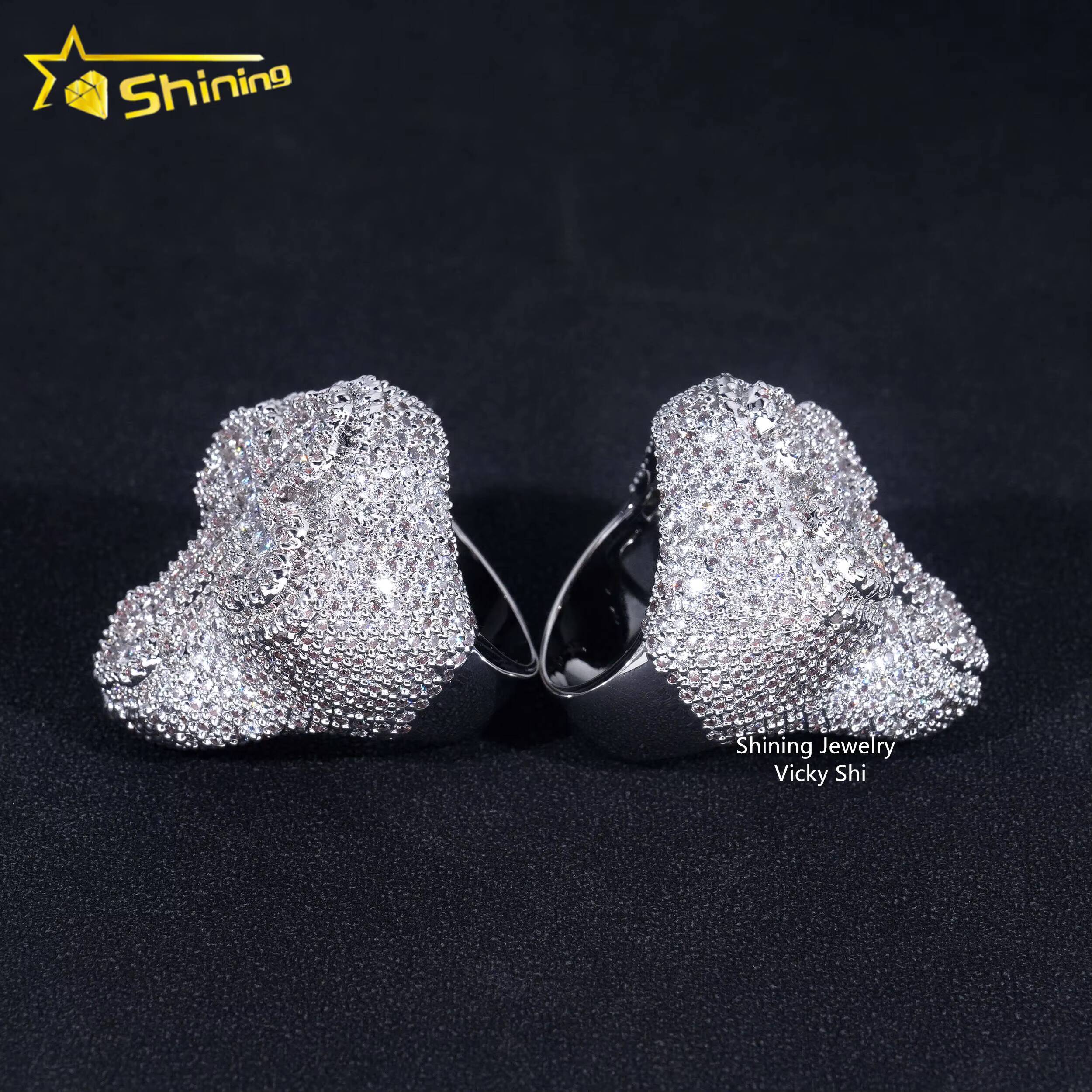 Fast Shipping Iced Out Hip Hop Ring Men Fashion Brass Cubic CZ Diamond Cross Ring Luxury Style Wedding Engagement Rings