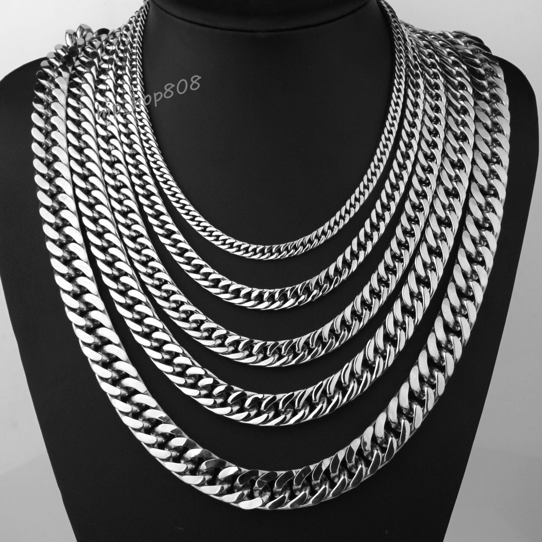 Hot Sale Hip Hop Titanium Steel 8-19mm Cuban Link Chain Fashion Personalized Thick Chain Stainless Steel Cuban Necklace for Men