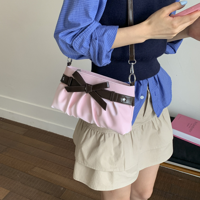 2025 Autumn New Women s Shoulder Bag Korean Style Minimalist Style Women s Handbag Autumn New Designer Bag New Bow Pleated women s Women bag s Crossbo