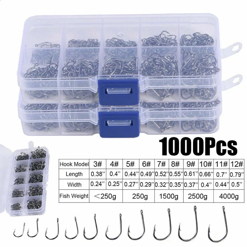 Fishing Hooks Carbon Steel Strong Sharp Silver Circle Fishhook 312 Jig Barbed Pesca Portable Lure Bait Tackle 501600PcsBox 250807