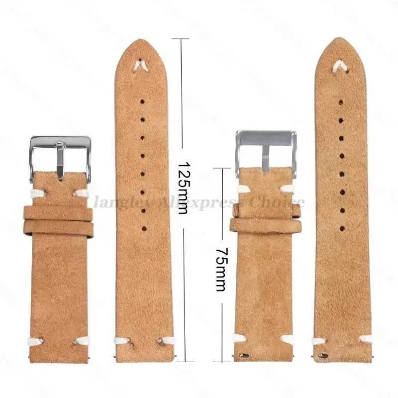 18mm 20mm 22mm Suede Leather Strap for Seiko for Huawei Watch GT3/GT4 Vintage Watch Band Handmade Stitching Wristbands W250811