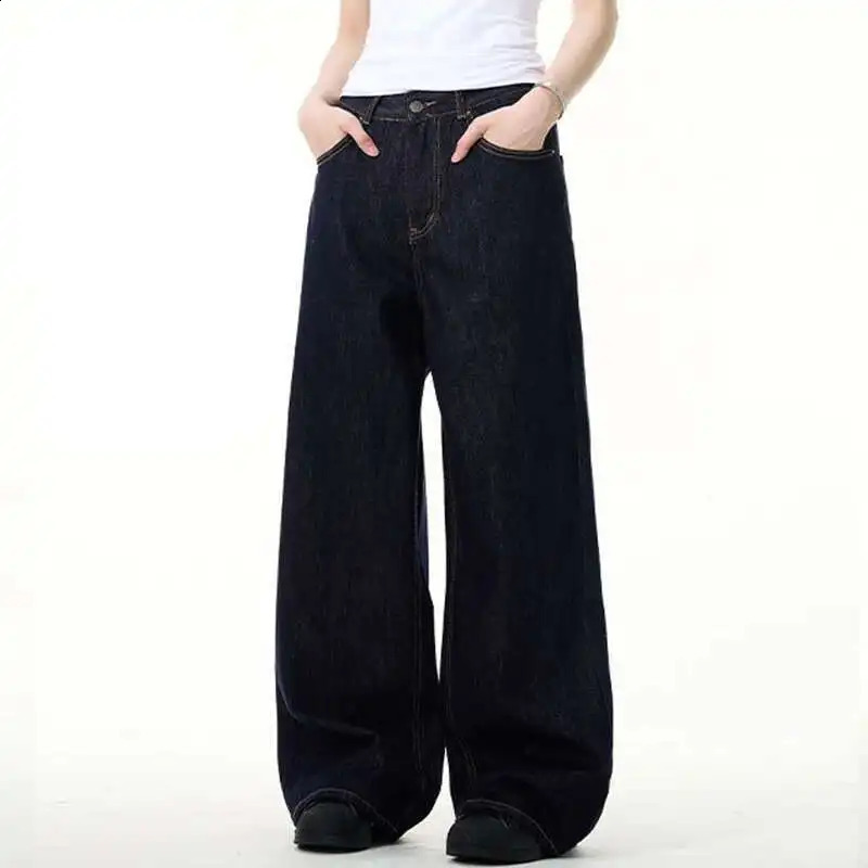 IEFB Simple Mens Denim Pants Vintage Washing Wide Leg Loose Jeans Casual Straight American Style Male Trousers 2025 9W190 250805