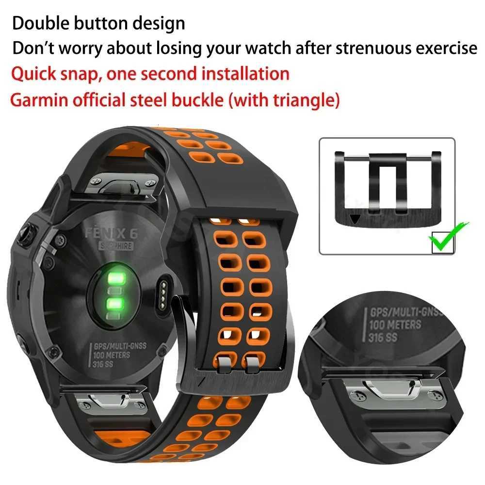 22 26mm Silicone Easy Fit Watchband For Garmin Fenix 7 7X 6 6X Pro 3 HR EPIX 5 5X Plus Quickfit Watch Strap Band Correa Bracelet W250811