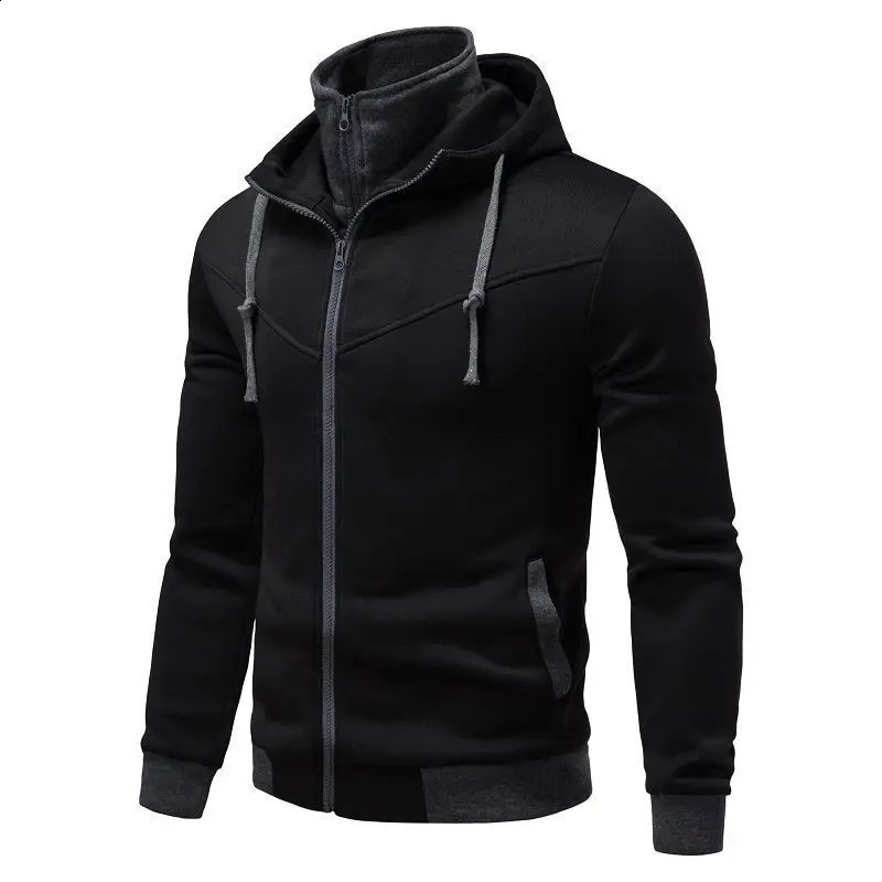 Mens Fashion Jacket Casual Slim Fit Contrasting Color Hooded Cardigan Hoodie Thin 250729