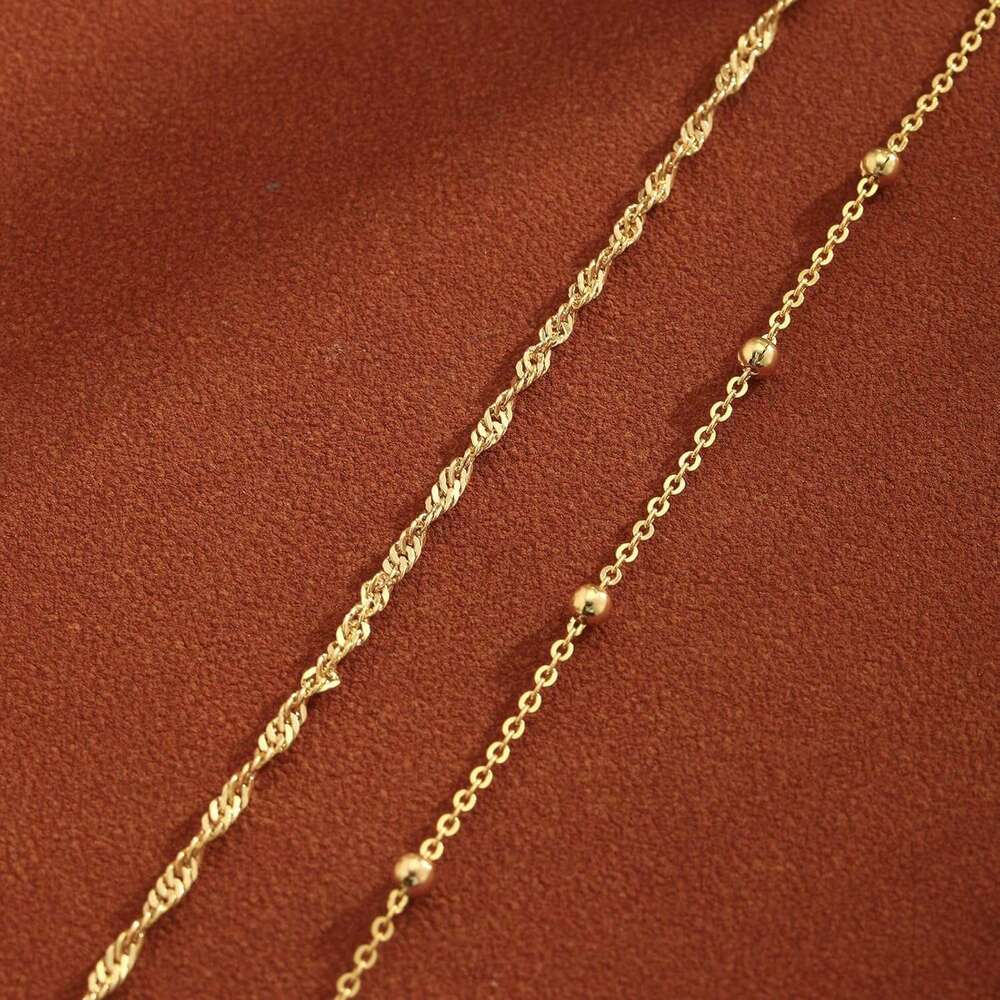 2/3 PCS Anklets for Women Waterproof Cuban Link Anklet Beaded Stackable Bracelets 14K Gold Plated Custom Jewelry Gifts Non Tarnish Lightweight