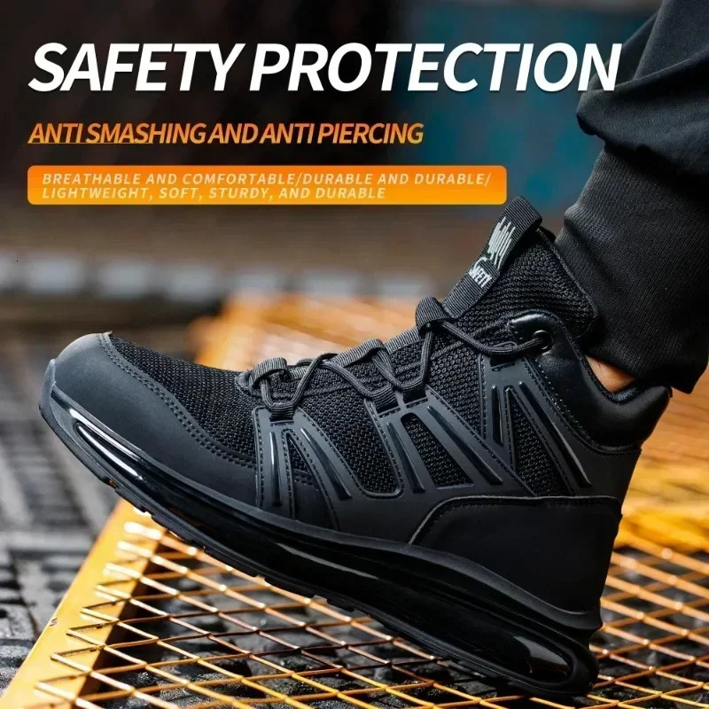37-50 Fashion 2025 Safety Shoes Men Anti-smash Work Shoes Anti Slip Indestructible Shoes Protective Sneakers Men Boots 250805