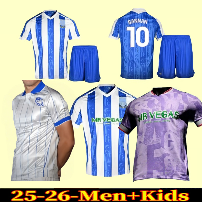 25 26 Sheffields Wednesdays soccer jerseys 2025 2026 BANNAN Will Vaulks Callum Paterson Michael Smith Tyreeq Bakinson Mallik Wilks football shirts men kids kit