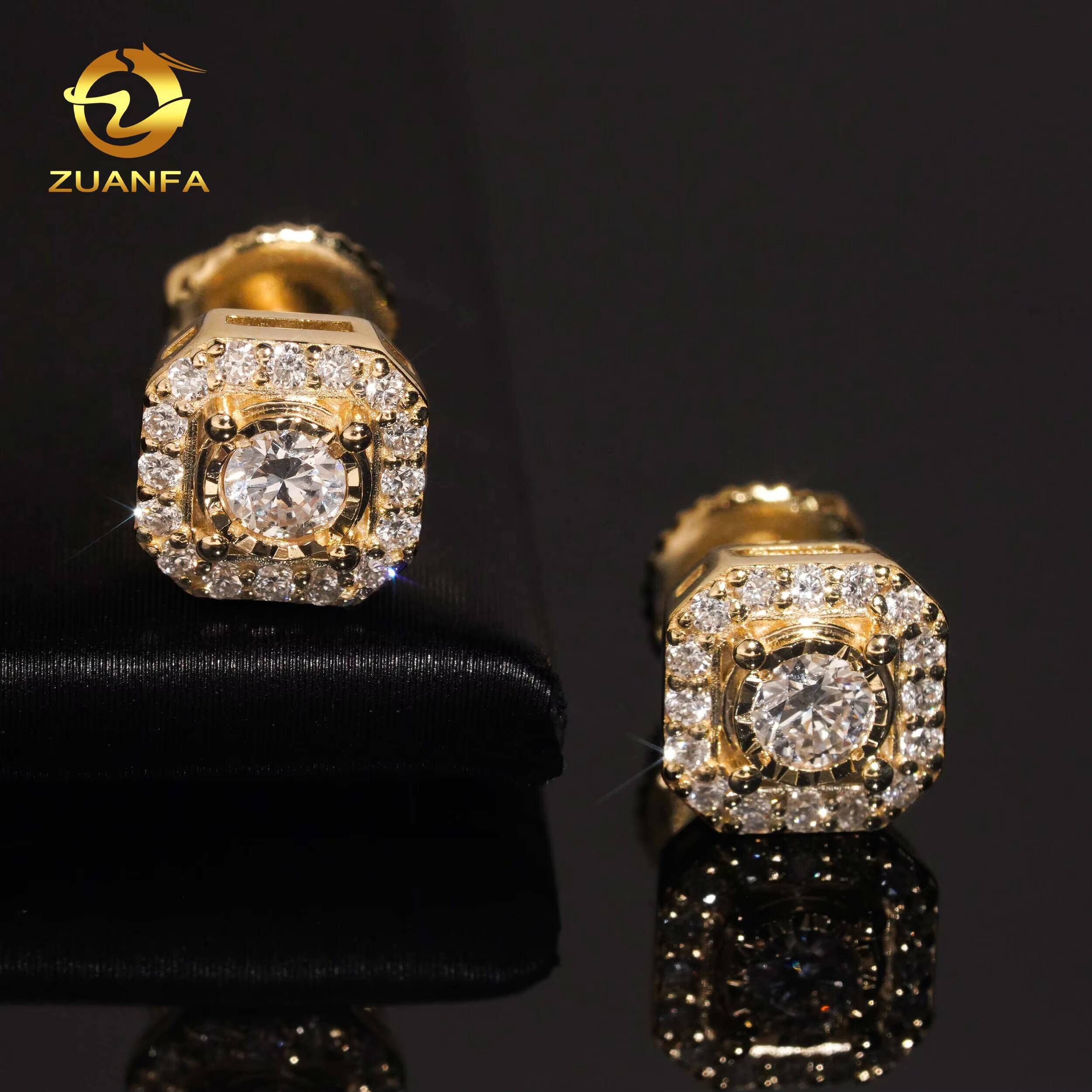 USA Warehouse in Stock Luxury Jewelry Iced Out Hip Hop Sterling Silver 925 Screw Back Lab Grown Diamond HPHT Cluster Earrings